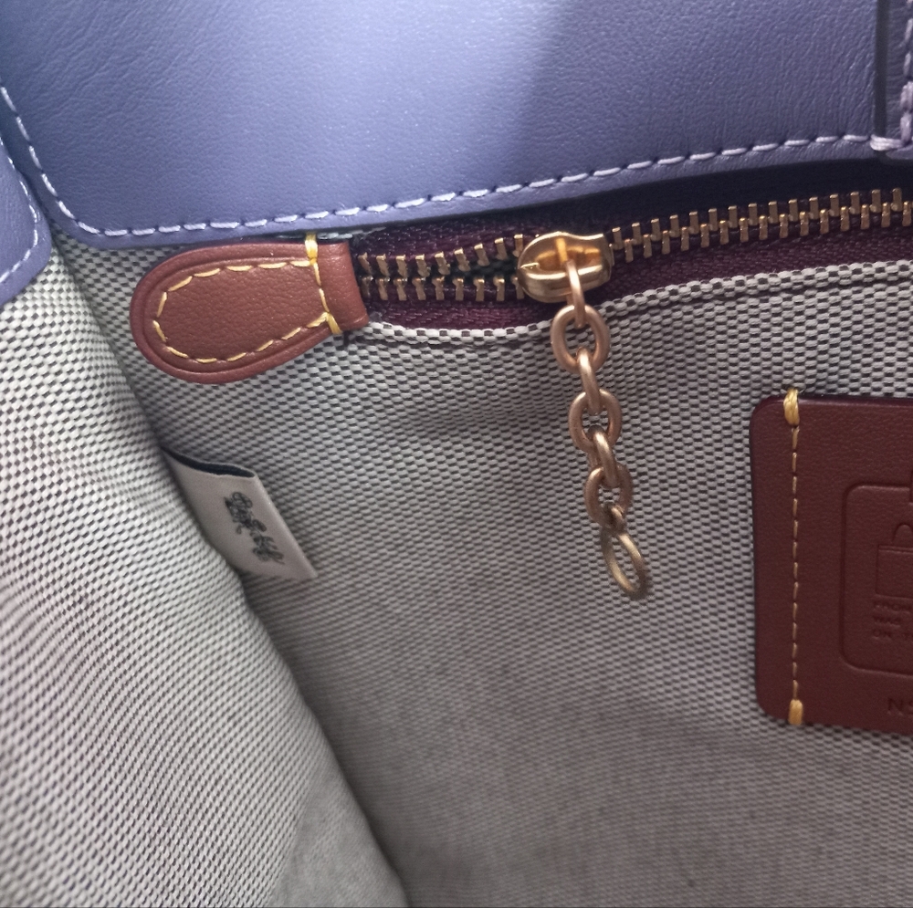 Coach Cashin Carry Tote 22, Double Kisslock, Purple - Picture 9 of 15